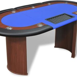 YAFF 10-Player Poker Table with Dealer Area and Chip Tray Blue