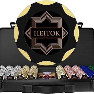 14g Clay Poker Chip Set for Texas Hold’em, 500-Piece Professional Casino Blackjack Poker Set, a high-end Carrying case with Leather Interior Design and German Polycarbonate Shell