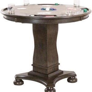 Bowery Hill 42.5" Round Wood Dining/Chess/Poker Table in Gray